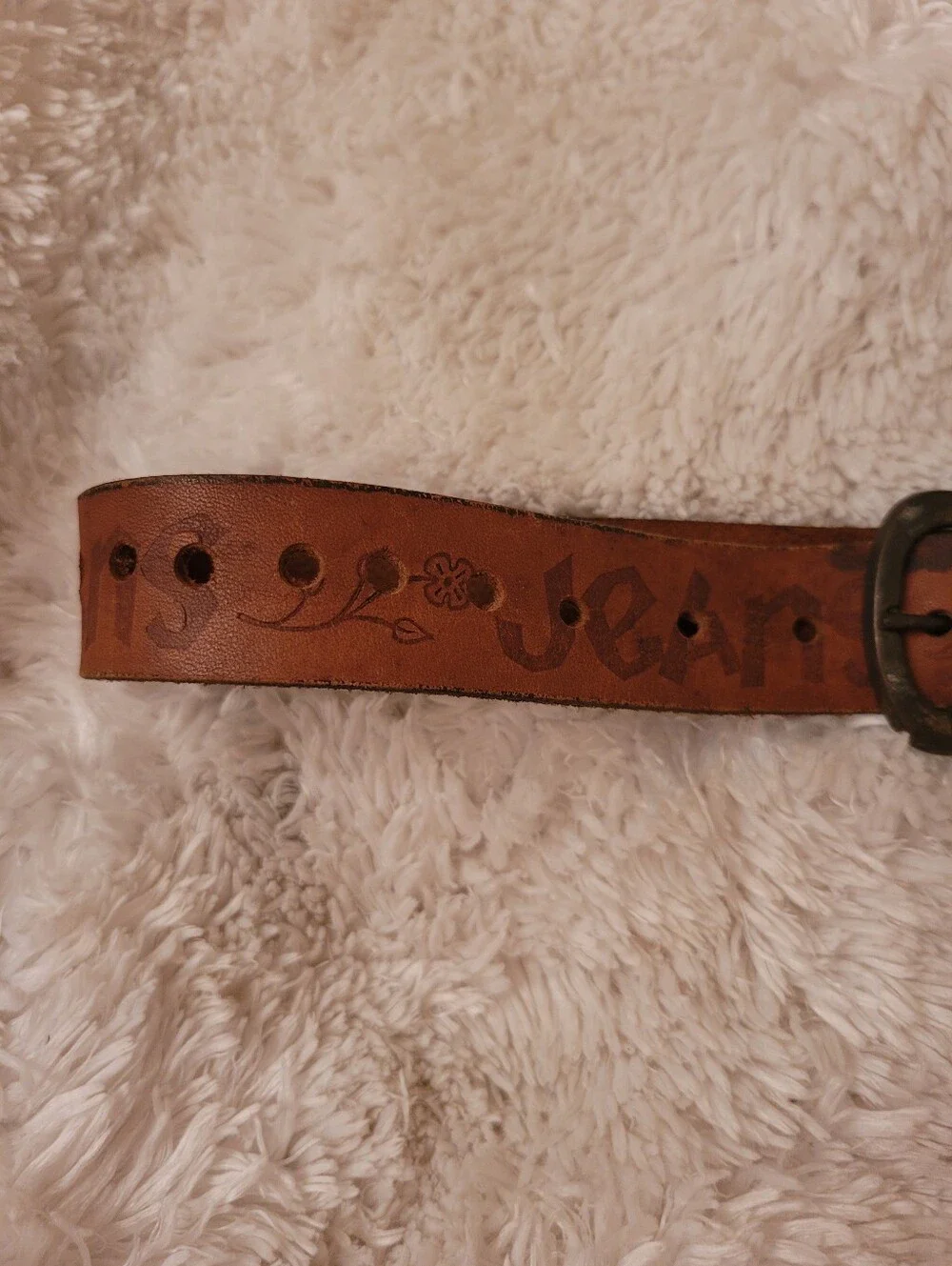 Genuine Cowhide Embroired Leather Belt Size Small Medium!